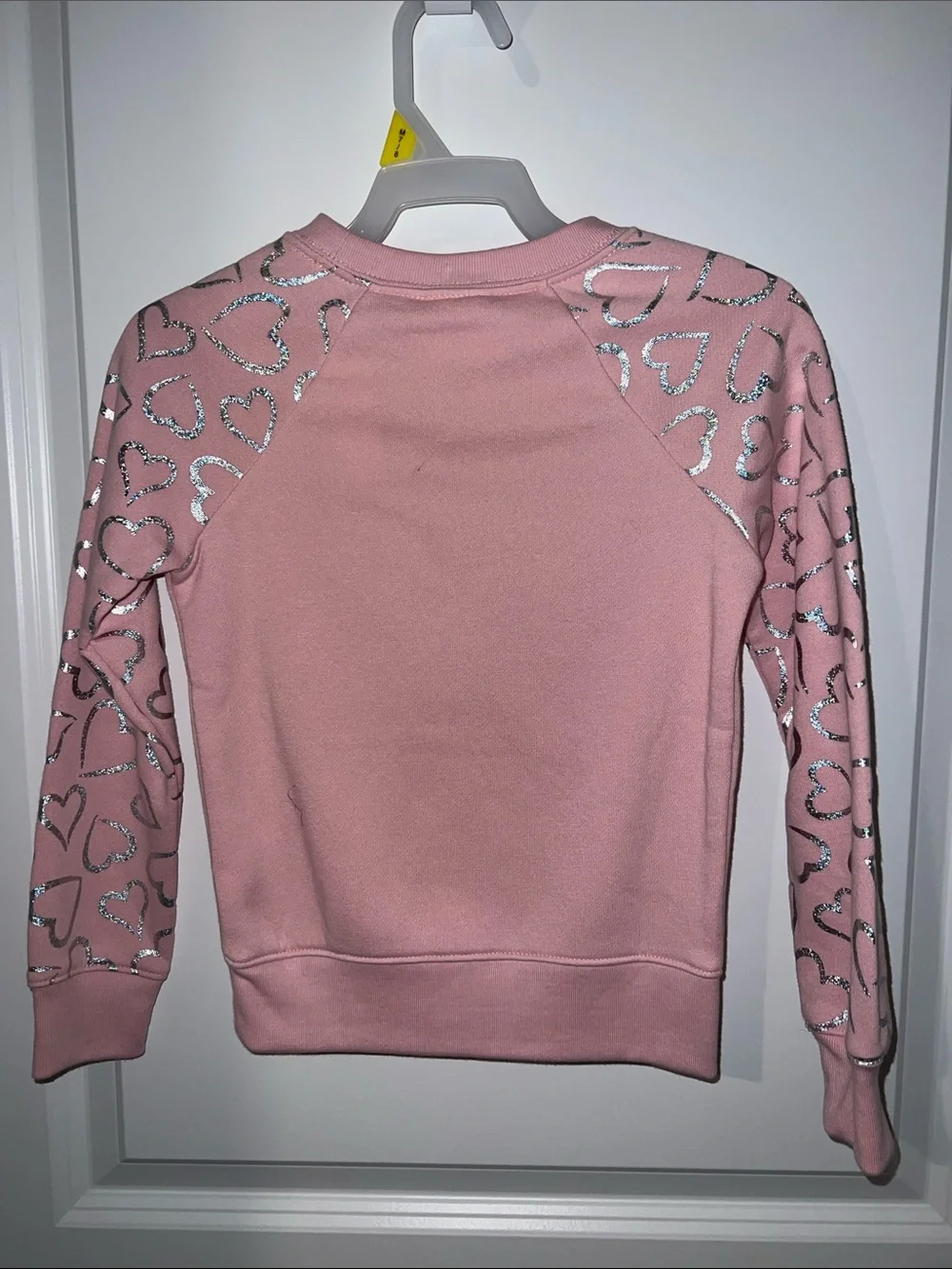 Women's Pink Crewneck Sweatshirt with Silver Heart Accents
